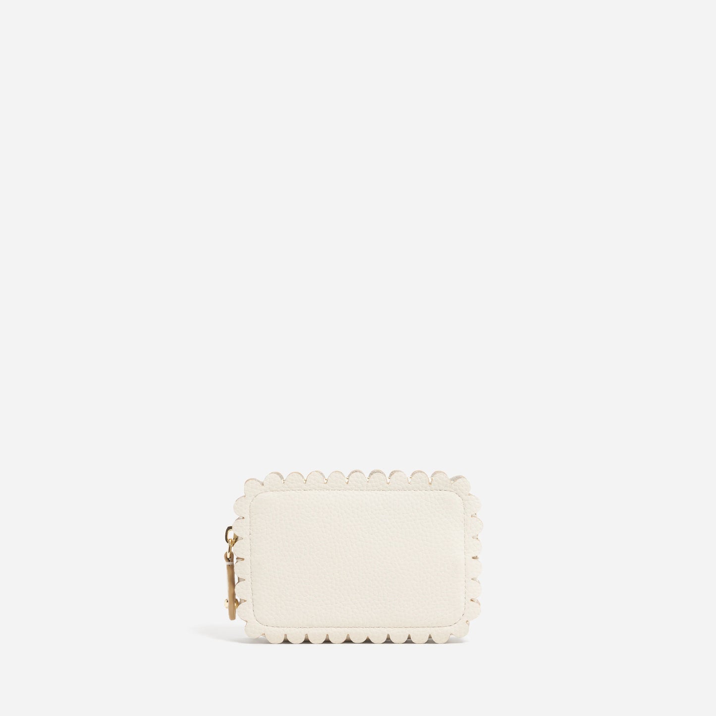 Scalloped Edge Leather Zip Micro Coin Purse