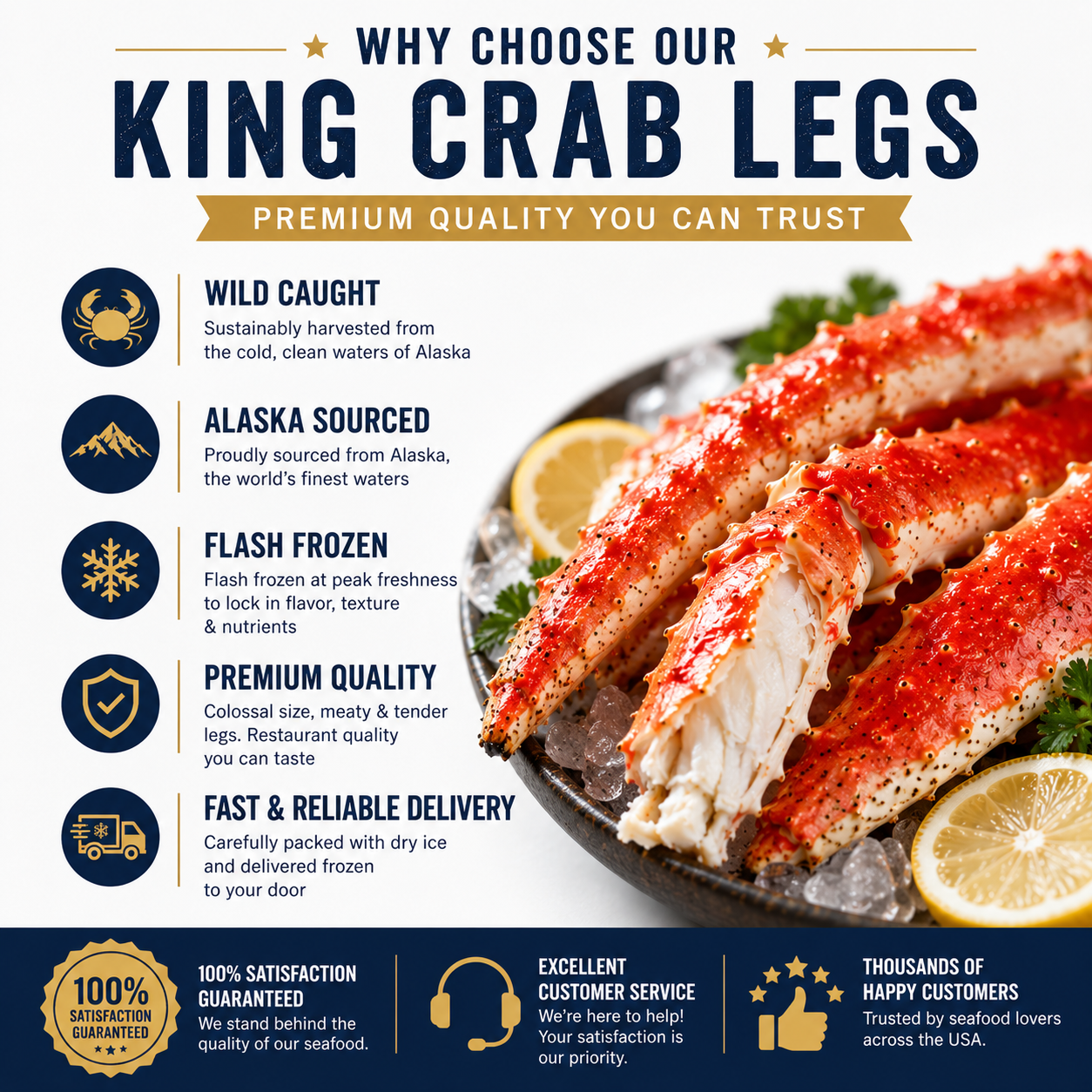 🦀 America's Favorite Alaskan King Crab Legs – Sweet, Meaty & Restaurant Quality