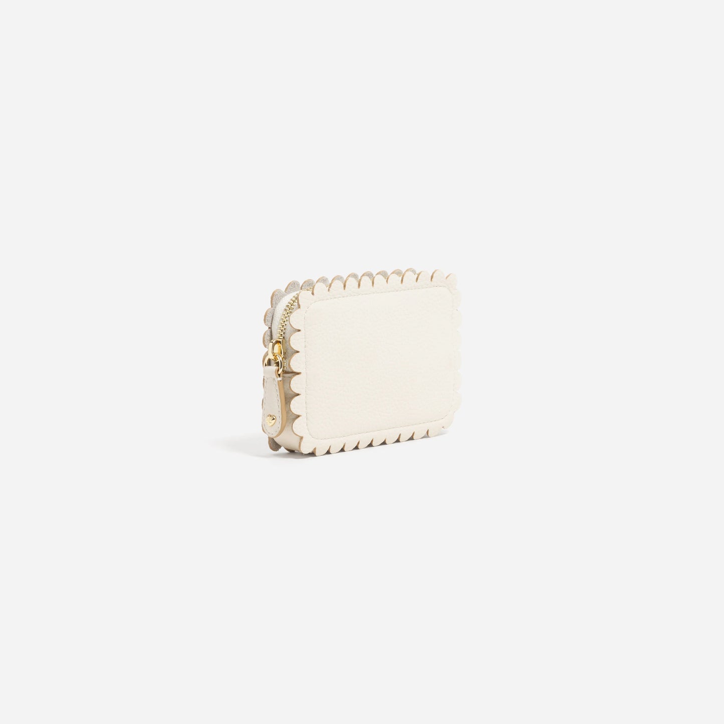 Scalloped Edge Leather Zip Micro Coin Purse