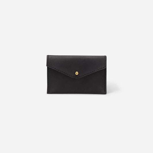 Full-Grain Leather Snap Closure Mini Bifold Card Wallet
