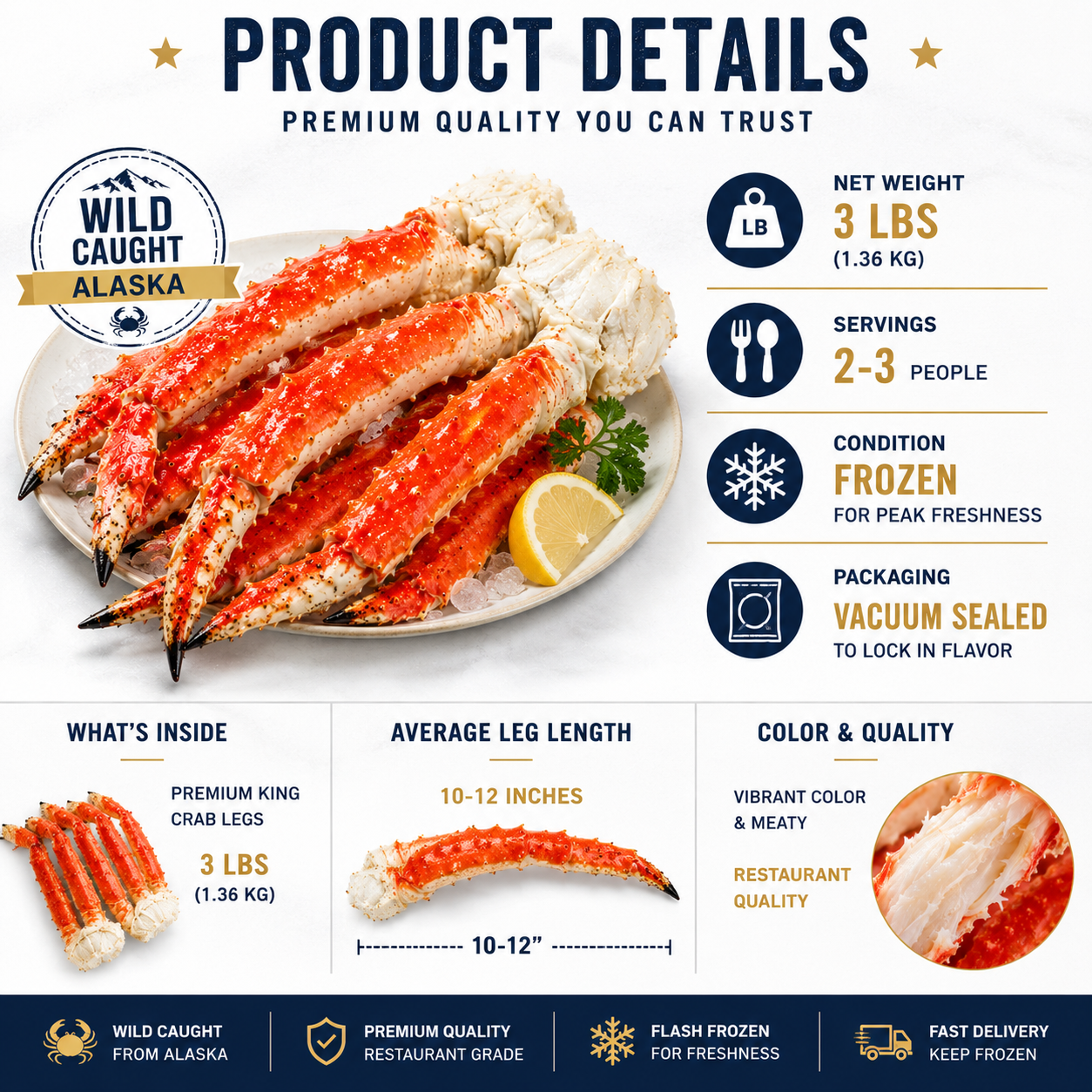 🦀 America's Favorite Alaskan King Crab Legs – Sweet, Meaty & Restaurant Quality