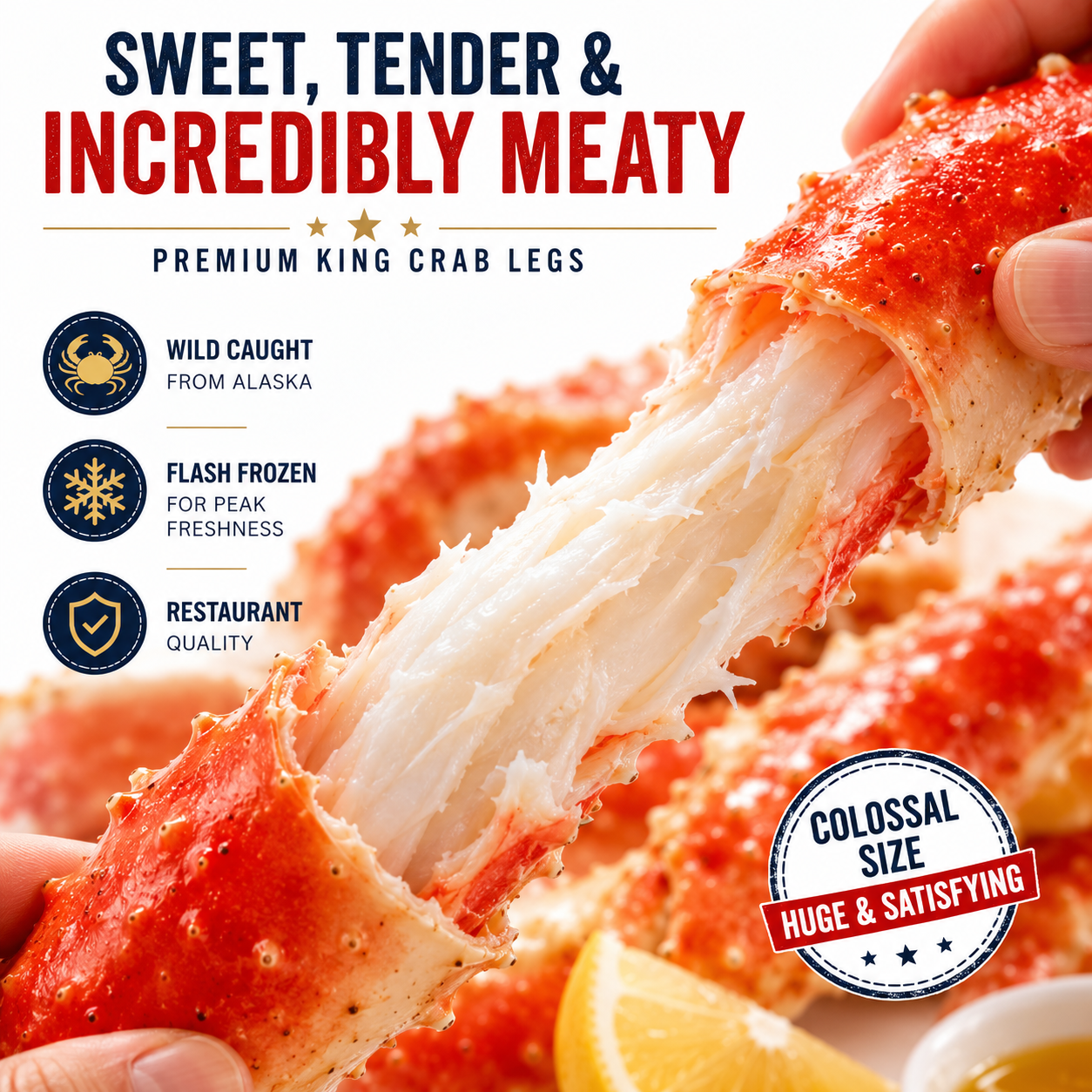 🦀 America's Favorite Alaskan King Crab Legs – Sweet, Meaty & Restaurant Quality