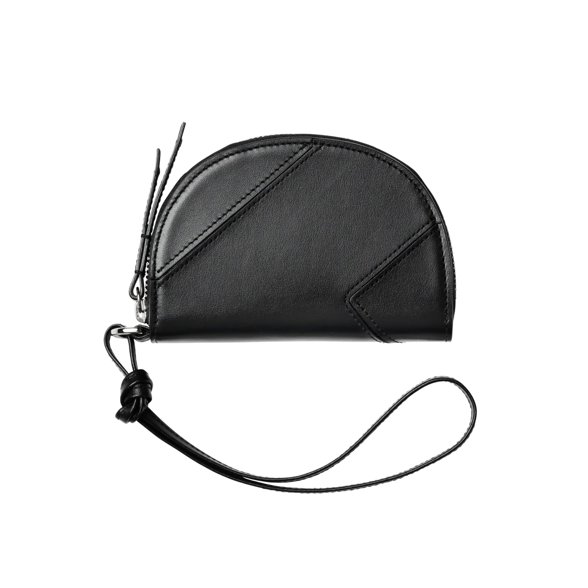 Half-Moon Semi-Gloss Leather Multi-Function Coin Purse Card Holder with Key Ring