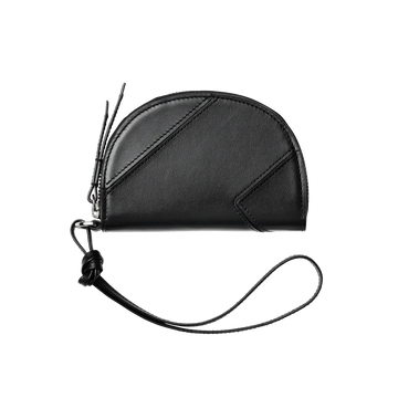 Half-Moon Semi-Gloss Leather Multi-Function Coin Purse Card Holder with Key Ring