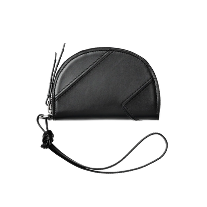 Half-Moon Semi-Gloss Leather Multi-Function Coin Purse Card Holder with Key Ring