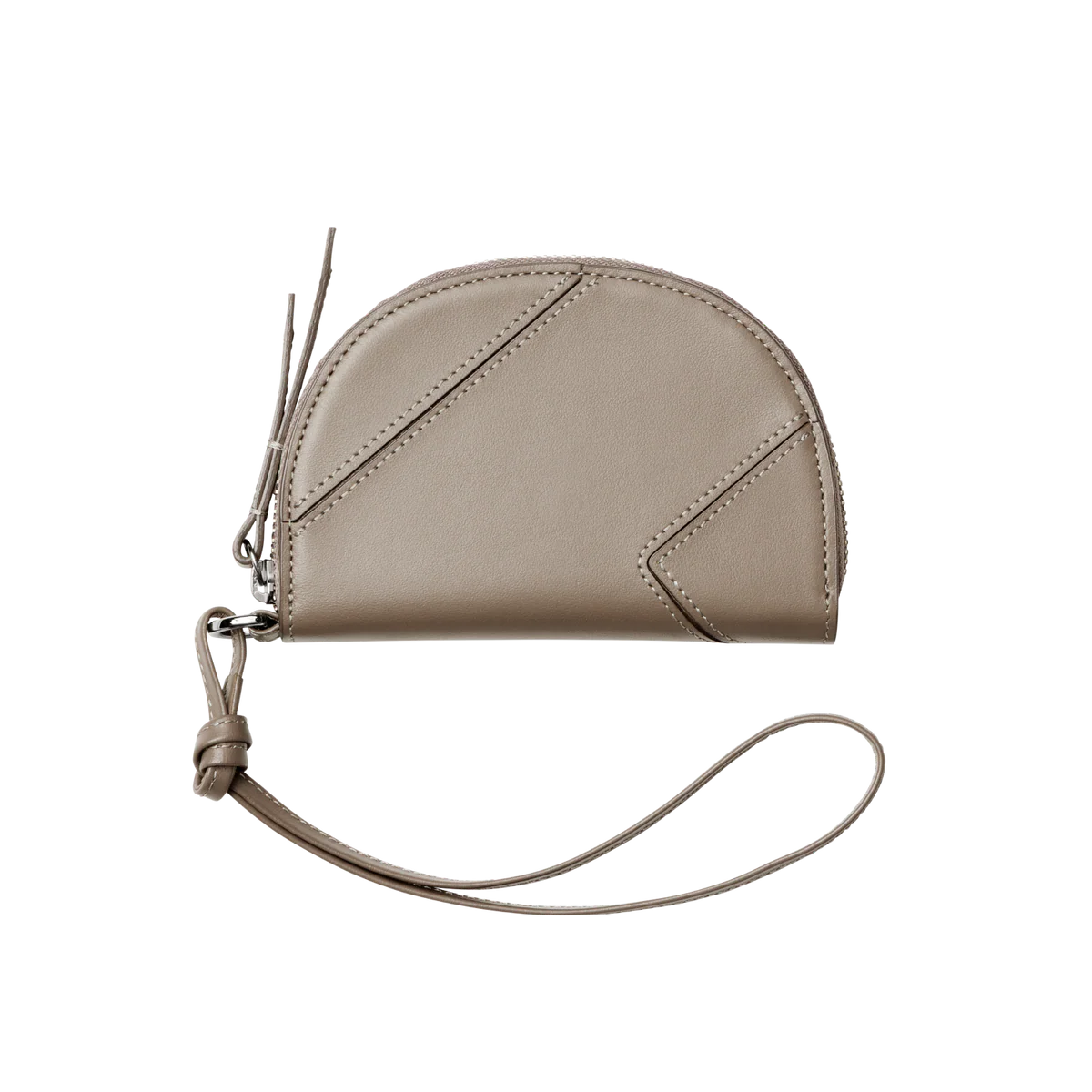 Half-Moon Semi-Gloss Leather Multi-Function Coin Purse Card Holder with Key Ring