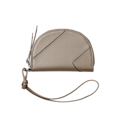 Half-Moon Semi-Gloss Leather Multi-Function Coin Purse Card Holder with Key Ring