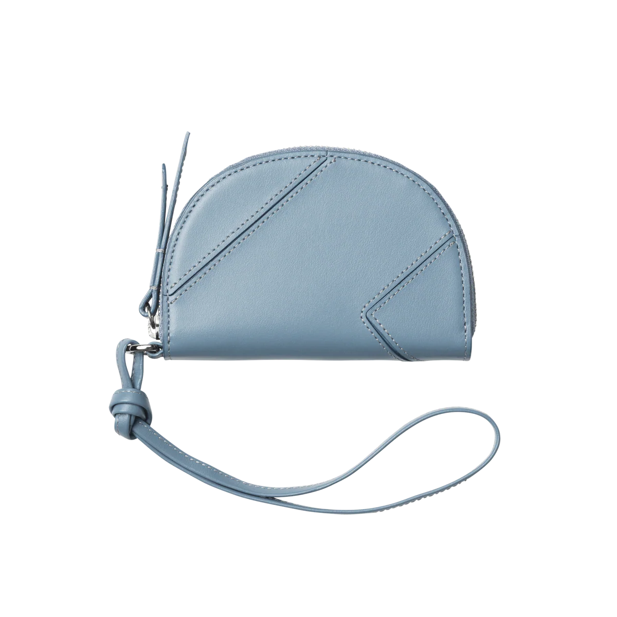 Half-Moon Semi-Gloss Leather Multi-Function Coin Purse Card Holder with Key Ring