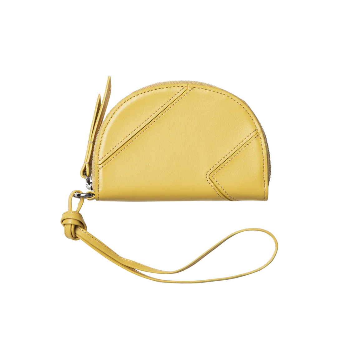 Half-Moon Semi-Gloss Leather Multi-Function Coin Purse Card Holder with Key Ring