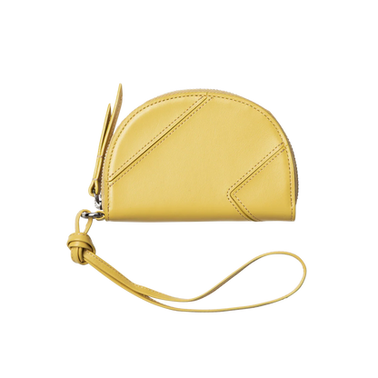 Half-Moon Semi-Gloss Leather Multi-Function Coin Purse Card Holder with Key Ring