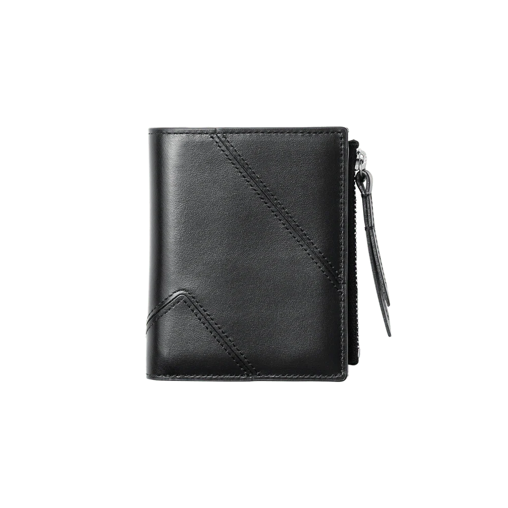 Geometric Stitch Semi-Gloss Leather Compact Bifold Wallet