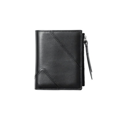 Geometric Stitch Semi-Gloss Leather Compact Bifold Wallet