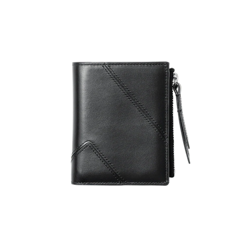Geometric Stitch Semi-Gloss Leather Compact Bifold Wallet