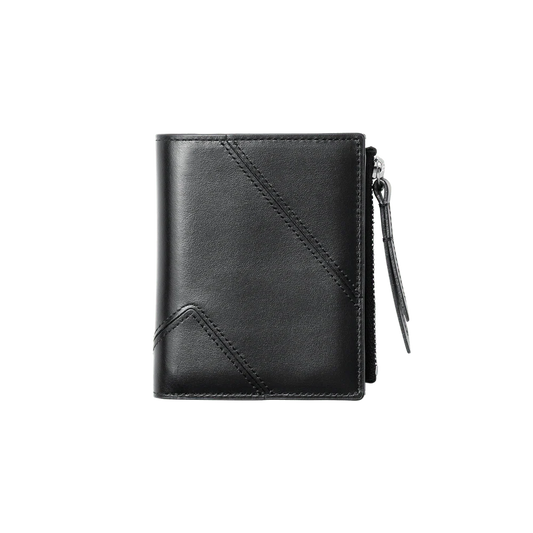 Geometric Stitch Semi-Gloss Leather Compact Bifold Wallet