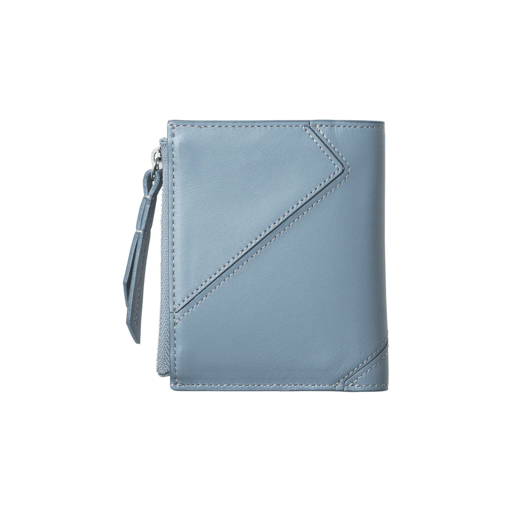 Geometric Stitch Semi-Gloss Leather Compact Bifold Wallet