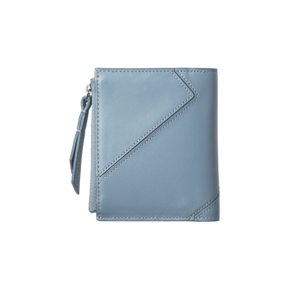 Geometric Stitch Semi-Gloss Leather Compact Bifold Wallet