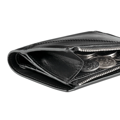 Geometric Stitch Semi-Gloss Leather Compact Bifold Wallet